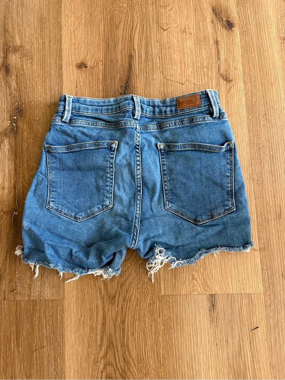 Women's Light Blue Distressed Denim Jean Shorts - Picture 2 of 2
